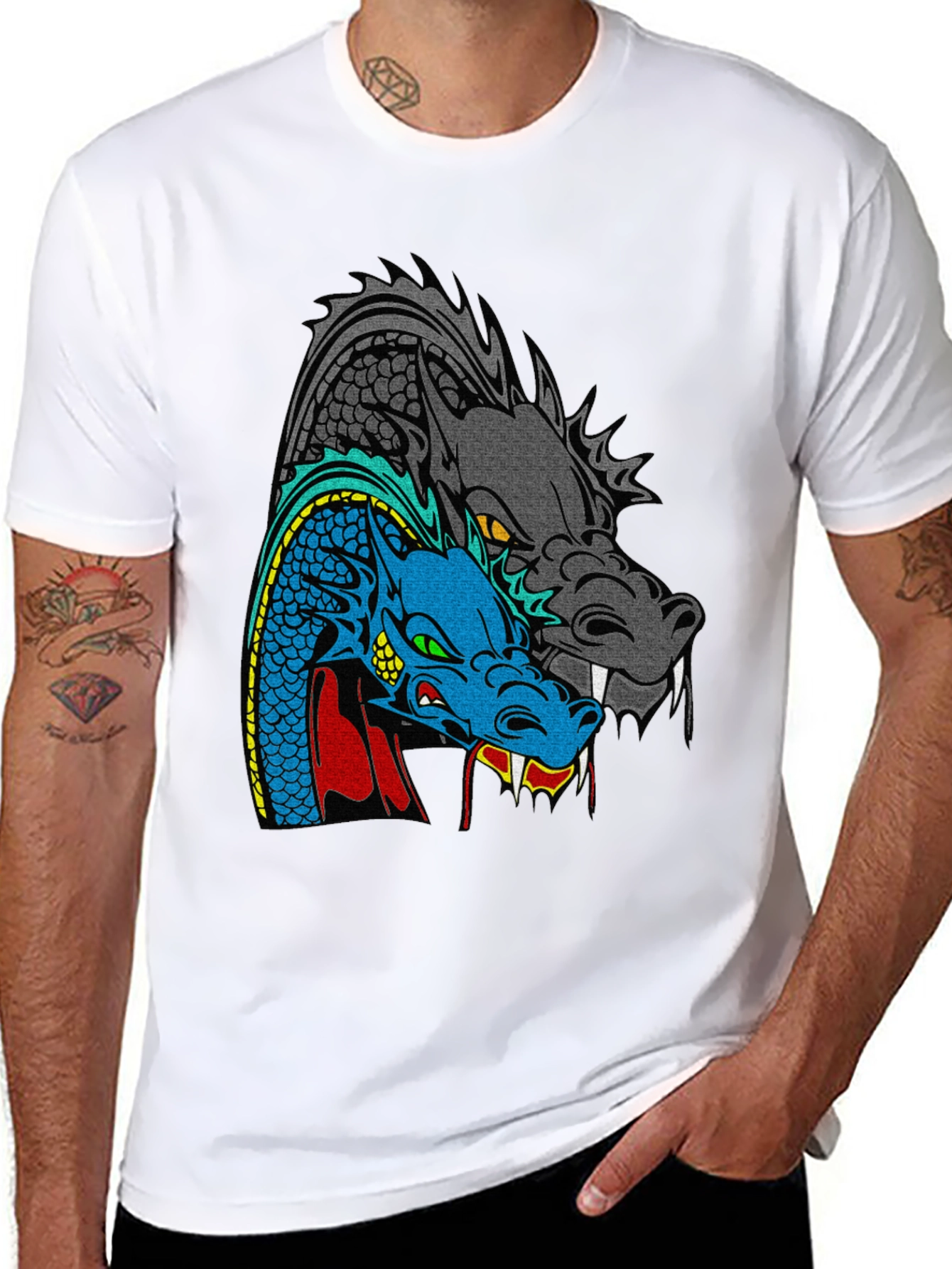 Dragon Graphic T-Shirt - Two Headed Beast Design