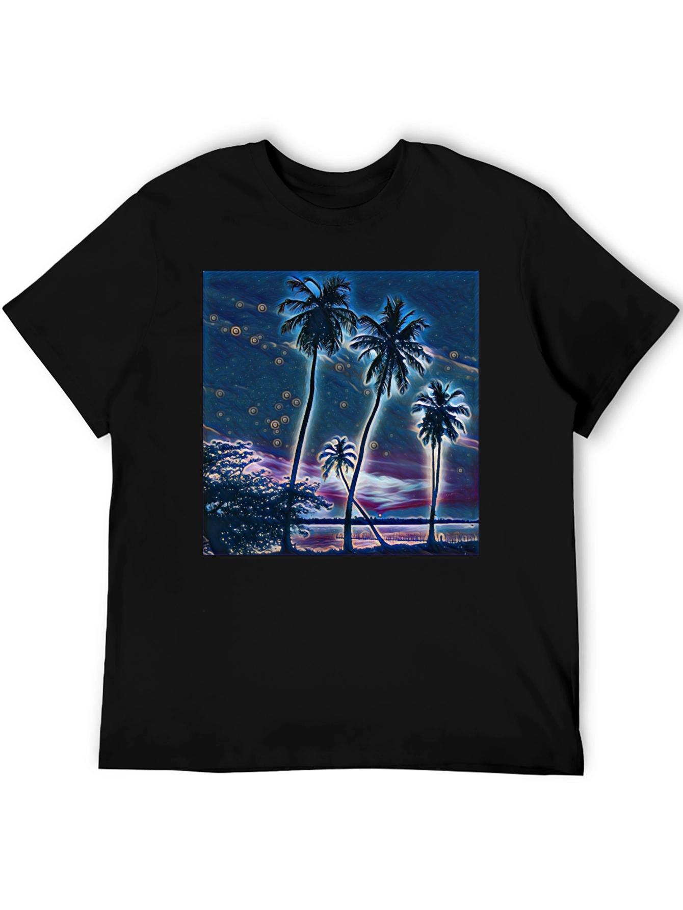 Tropical Palm Tree Graphic Black T-Shirt