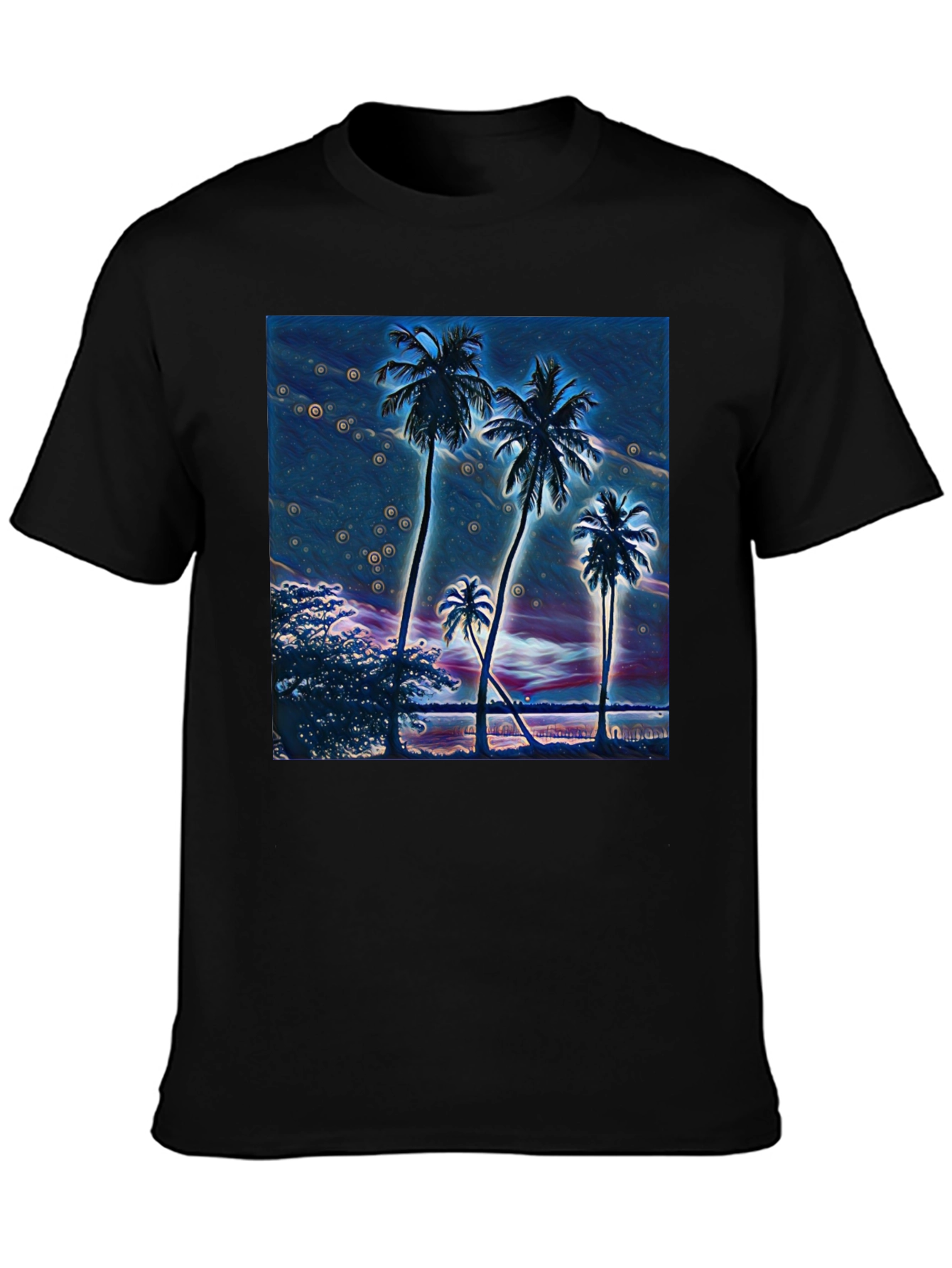 Tropical Palm Tree Graphic Black T-Shirt