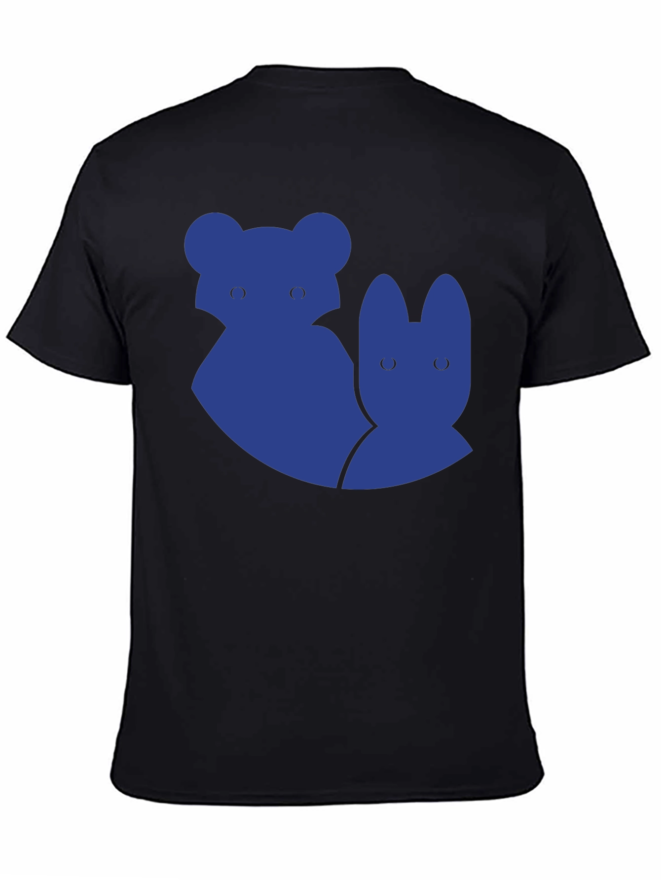Unique Blue Animal Graphic Black T-Shirt