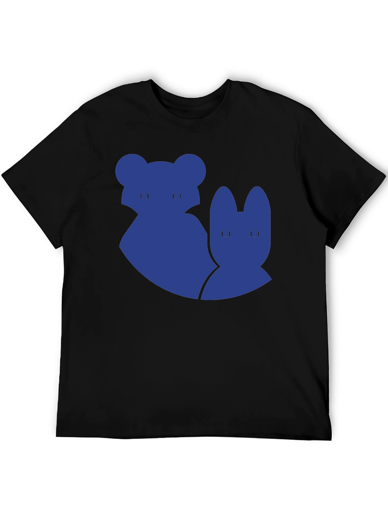 Unique Blue Animal Graphic Black T-Shirt
