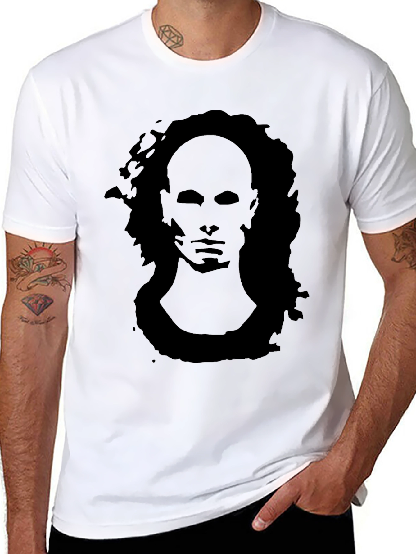 Abstract Face Graphic Black T-Shirt