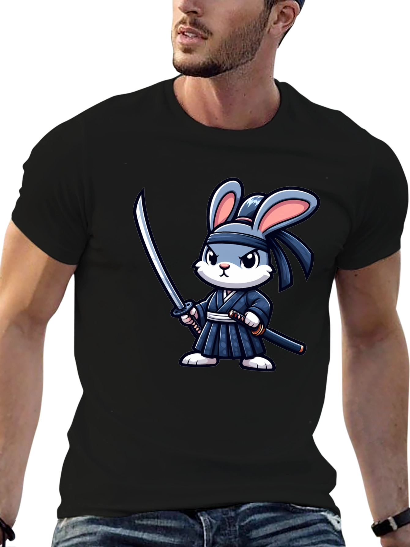 Ninja Rabbit Graphic Tee - Black