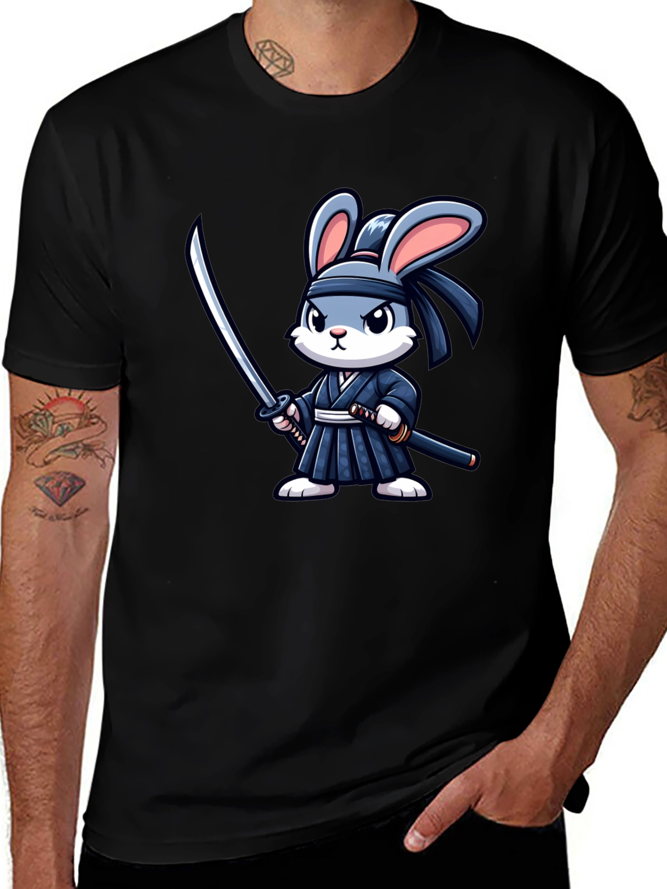 Ninja Rabbit Graphic Tee - Black