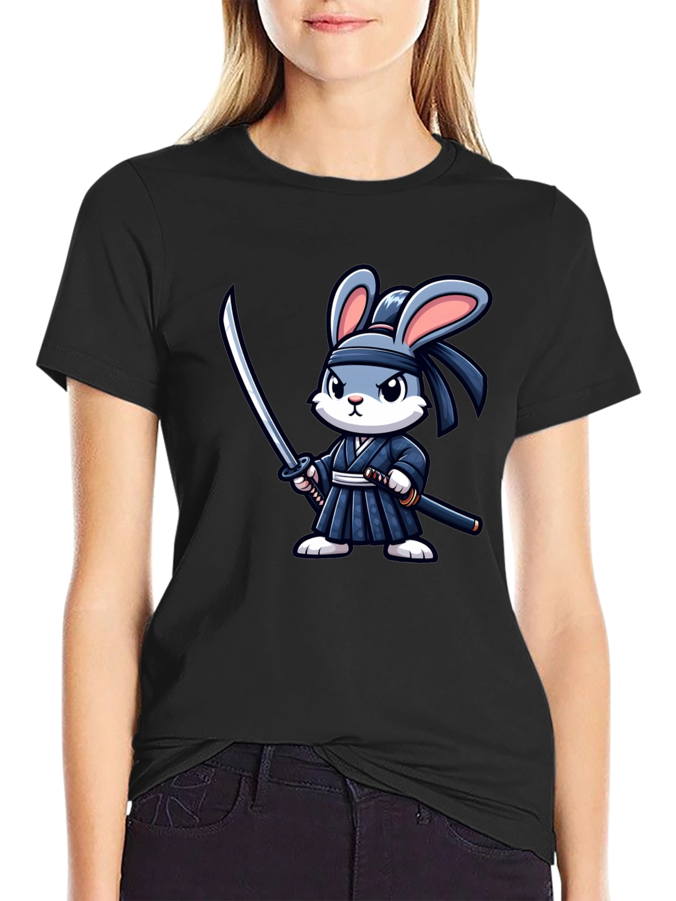 Ninja Rabbit Graphic Tee - Black