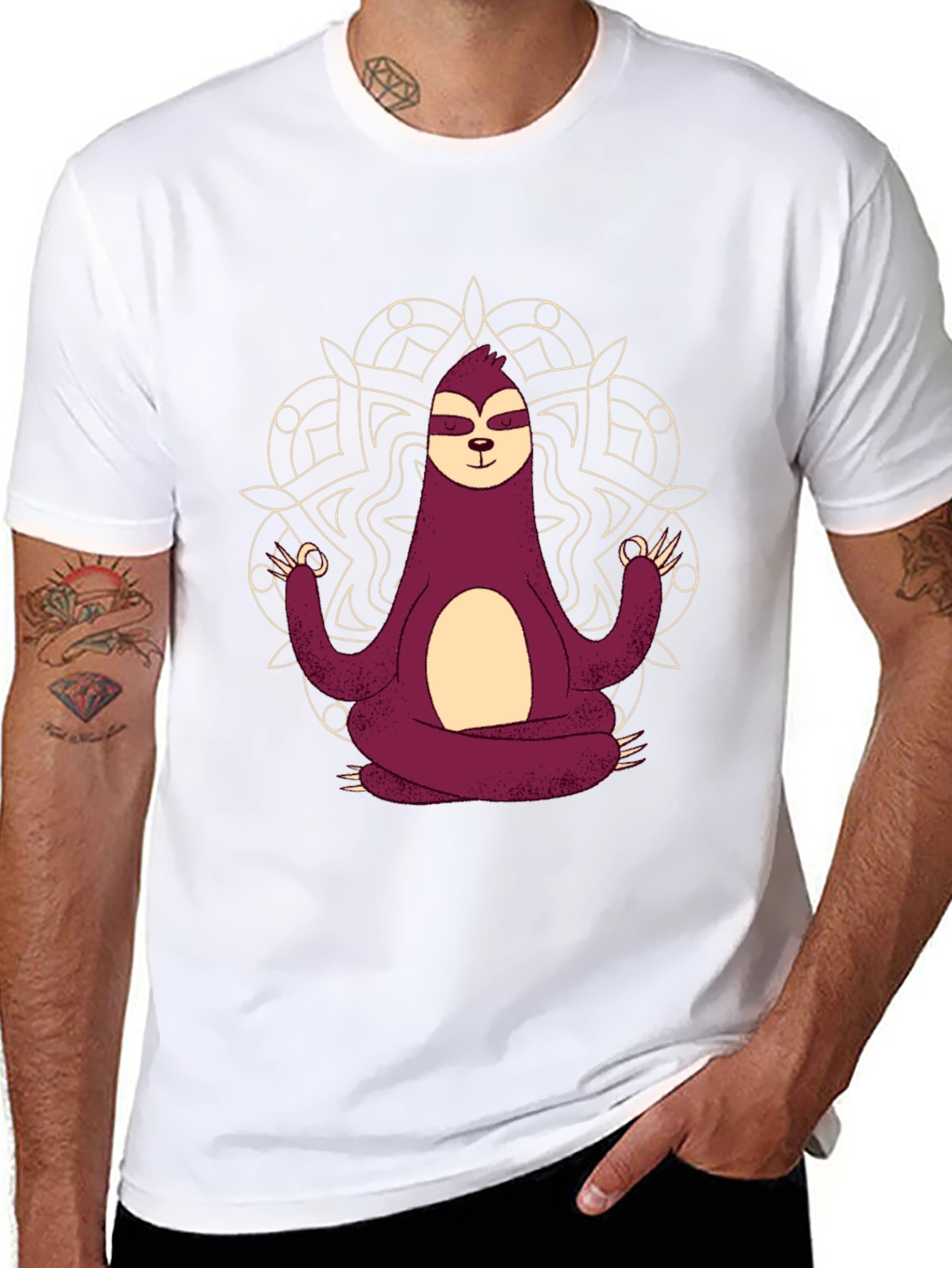Meditating Sloth Graphic Tee - Relaxed Fit