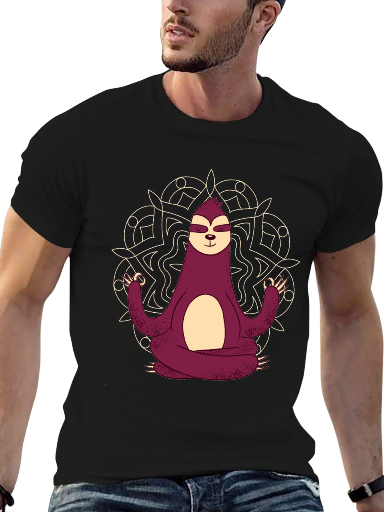 Meditating Sloth Graphic Tee - Relaxed Fit