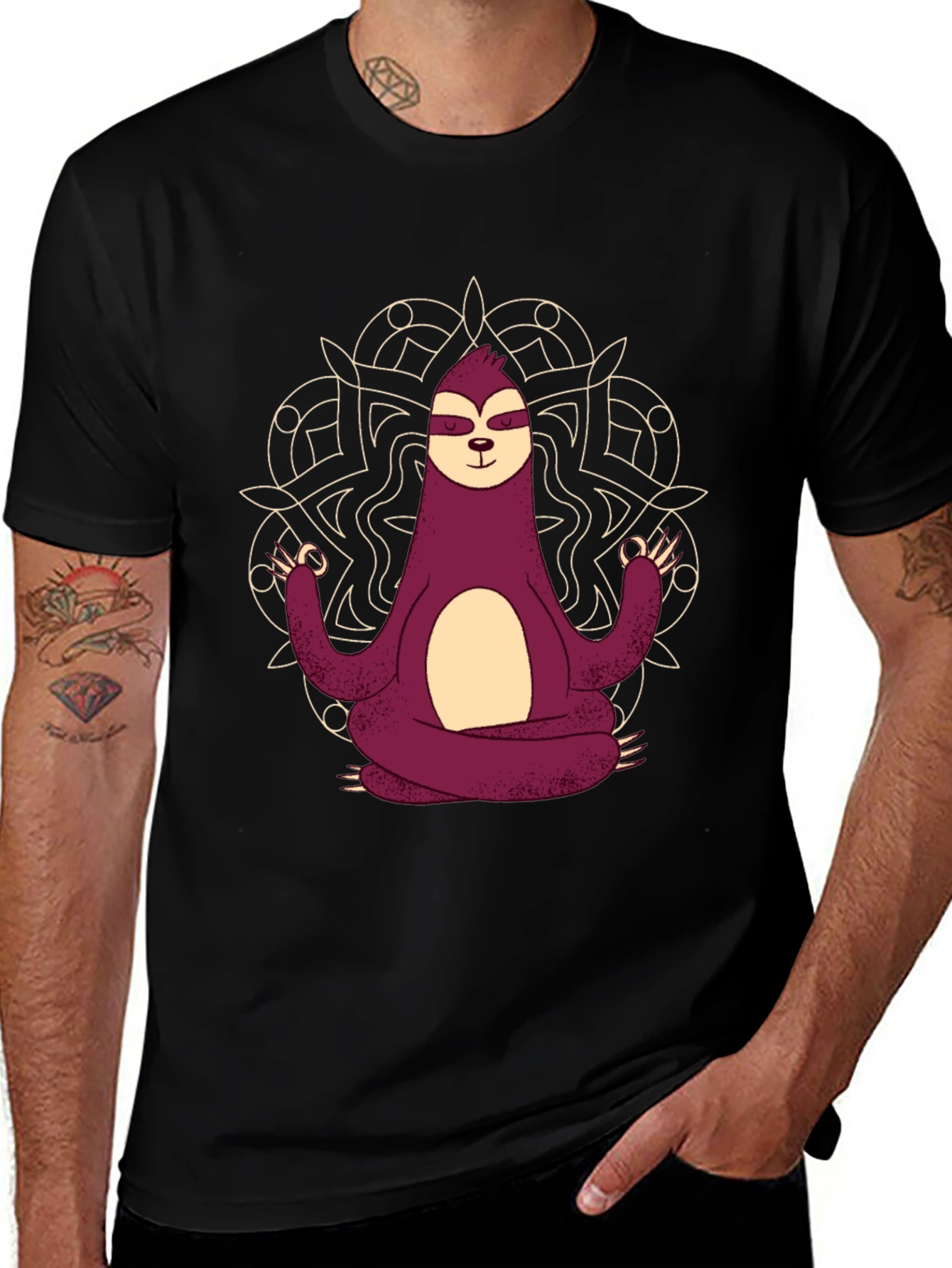 Meditating Sloth Graphic Tee - Relaxed Fit