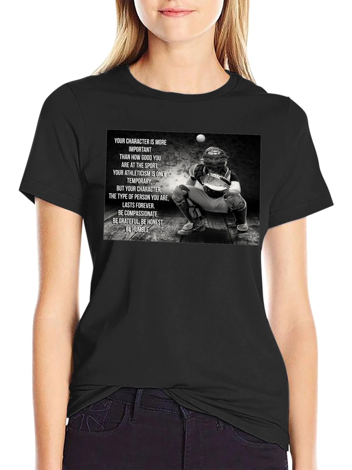 Character Baseball T-Shirt: Be Humble