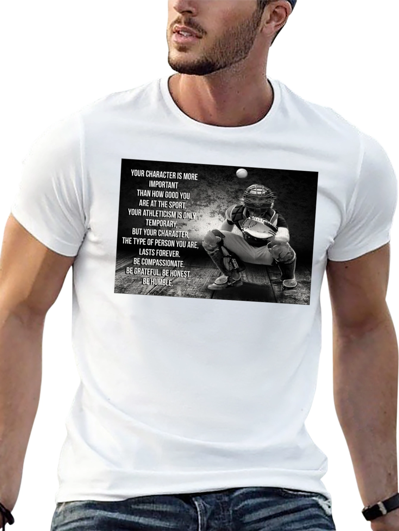 Character Baseball T-Shirt: Be Humble
