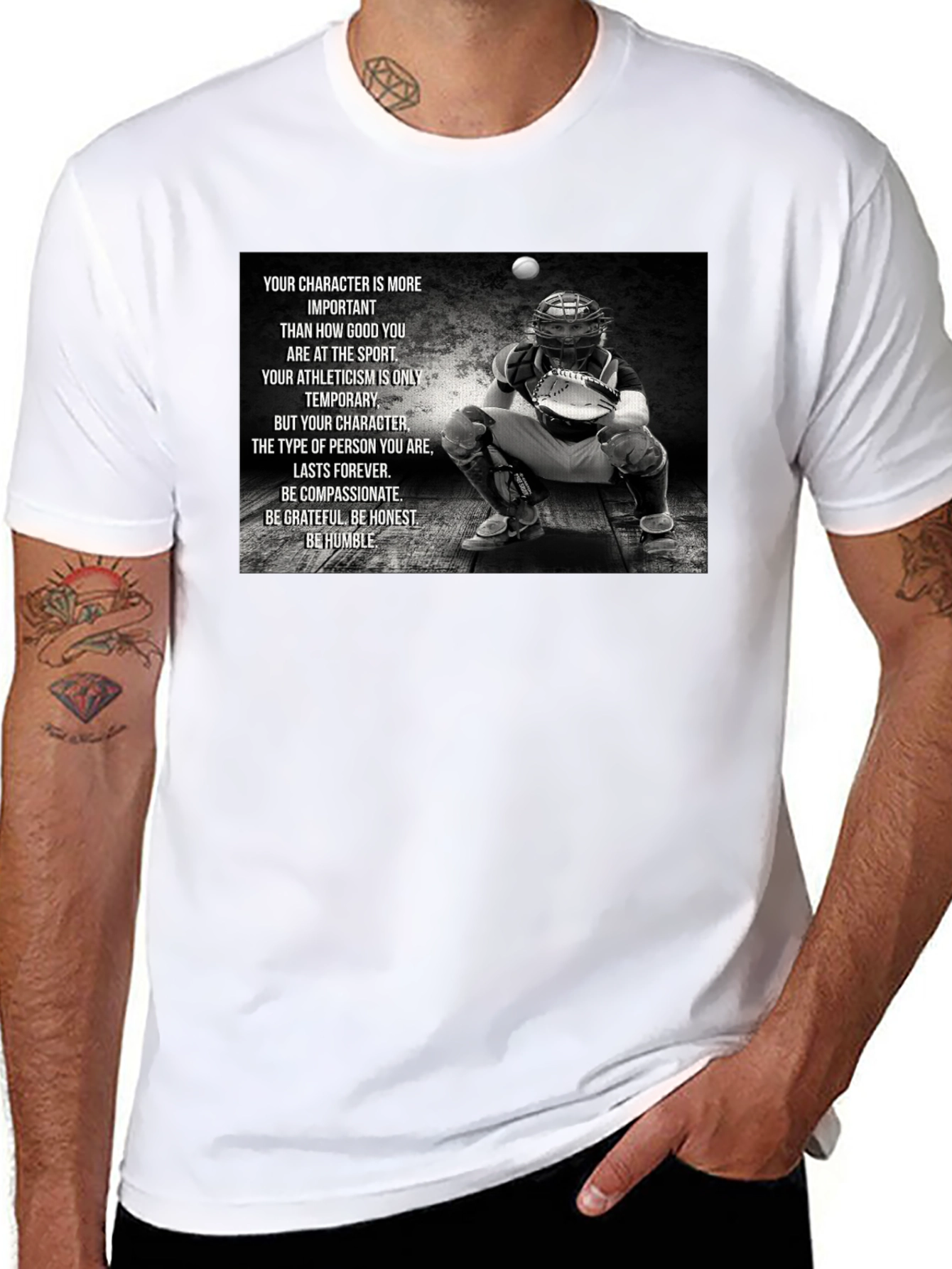 Character Baseball T-Shirt: Be Humble