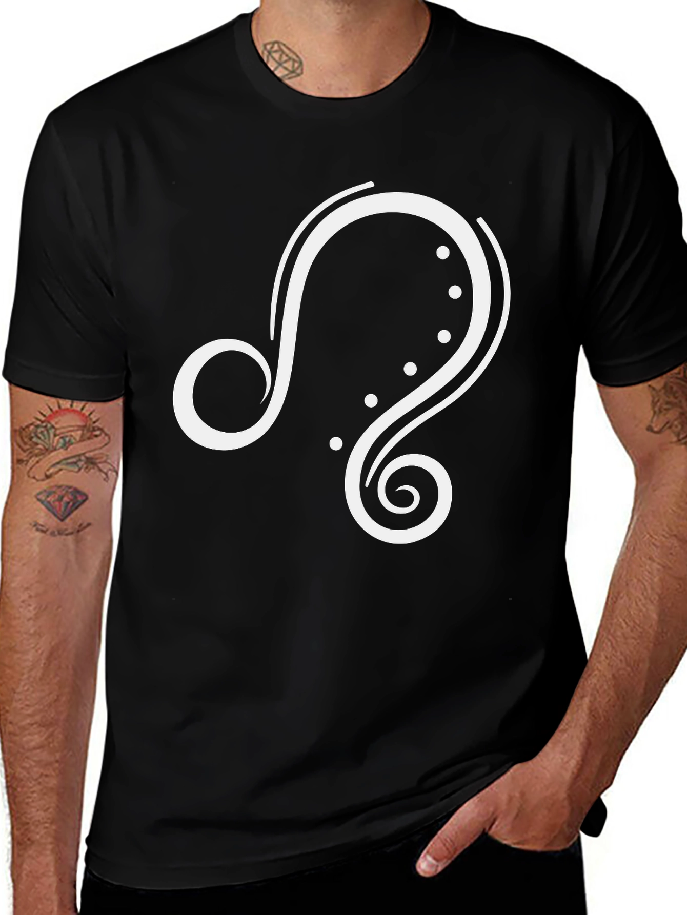 Leo Zodiac Sign Graphic Tee - Black Cotton T-Shirt