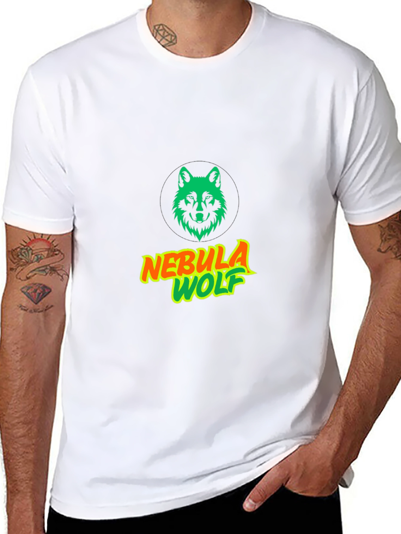 Nebula Wolf Graphic Tee - Modern Black T-Shirt