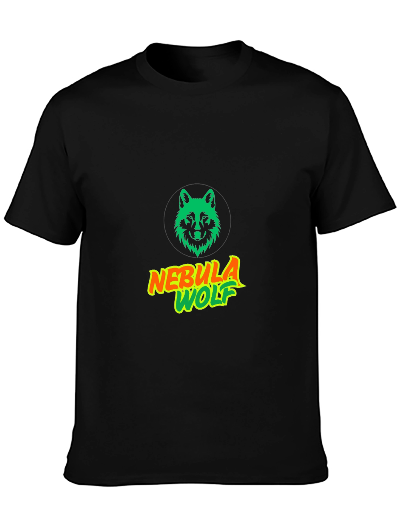 Nebula Wolf Graphic Tee - Modern Black T-Shirt