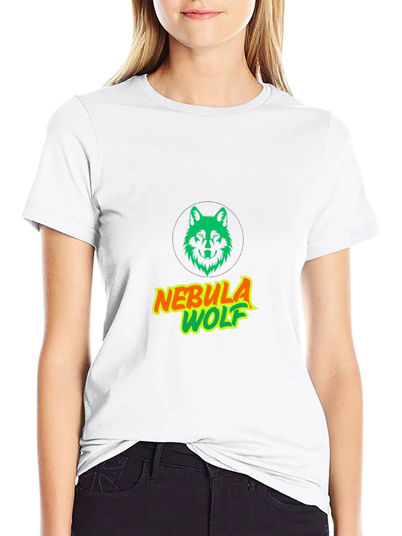 Nebula Wolf Graphic Tee - Modern Black T-Shirt