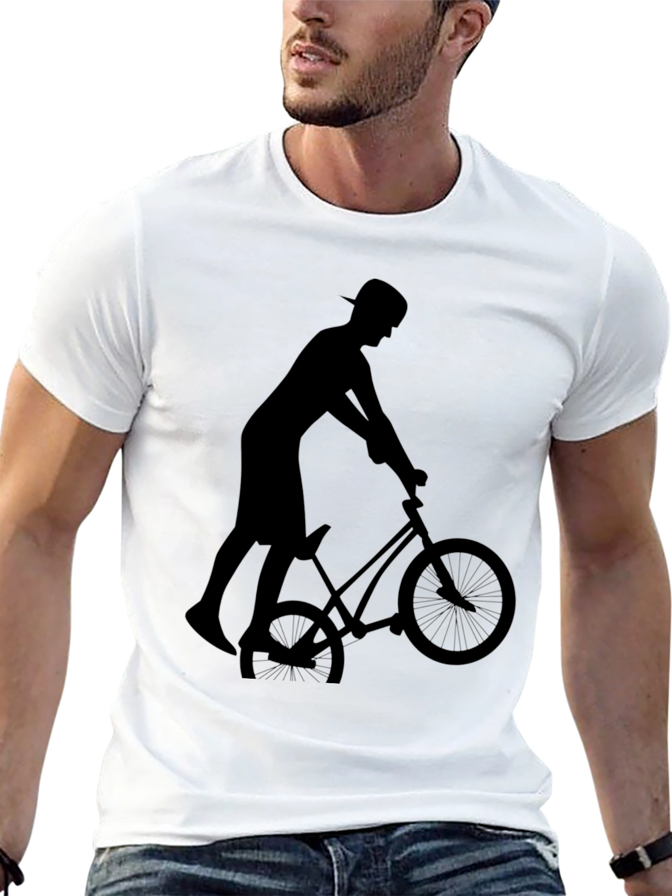 BMX Rider Graphic Tee - Cool Black Cotton Shirt