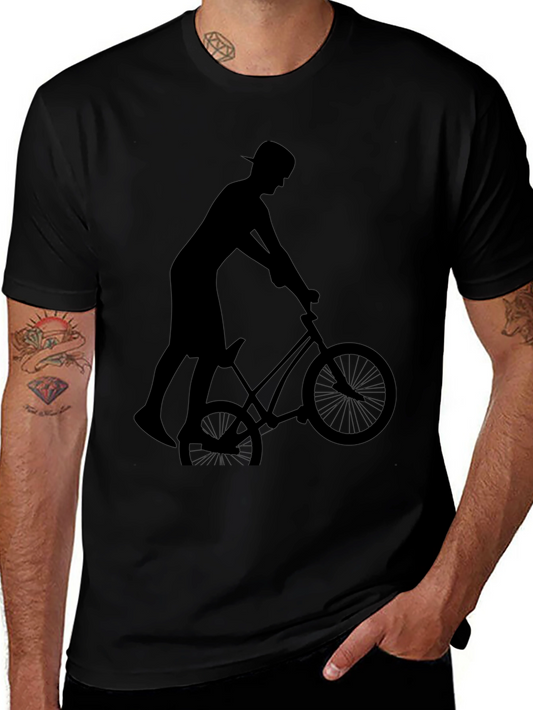 BMX Rider Graphic Tee - Cool Black Cotton Shirt