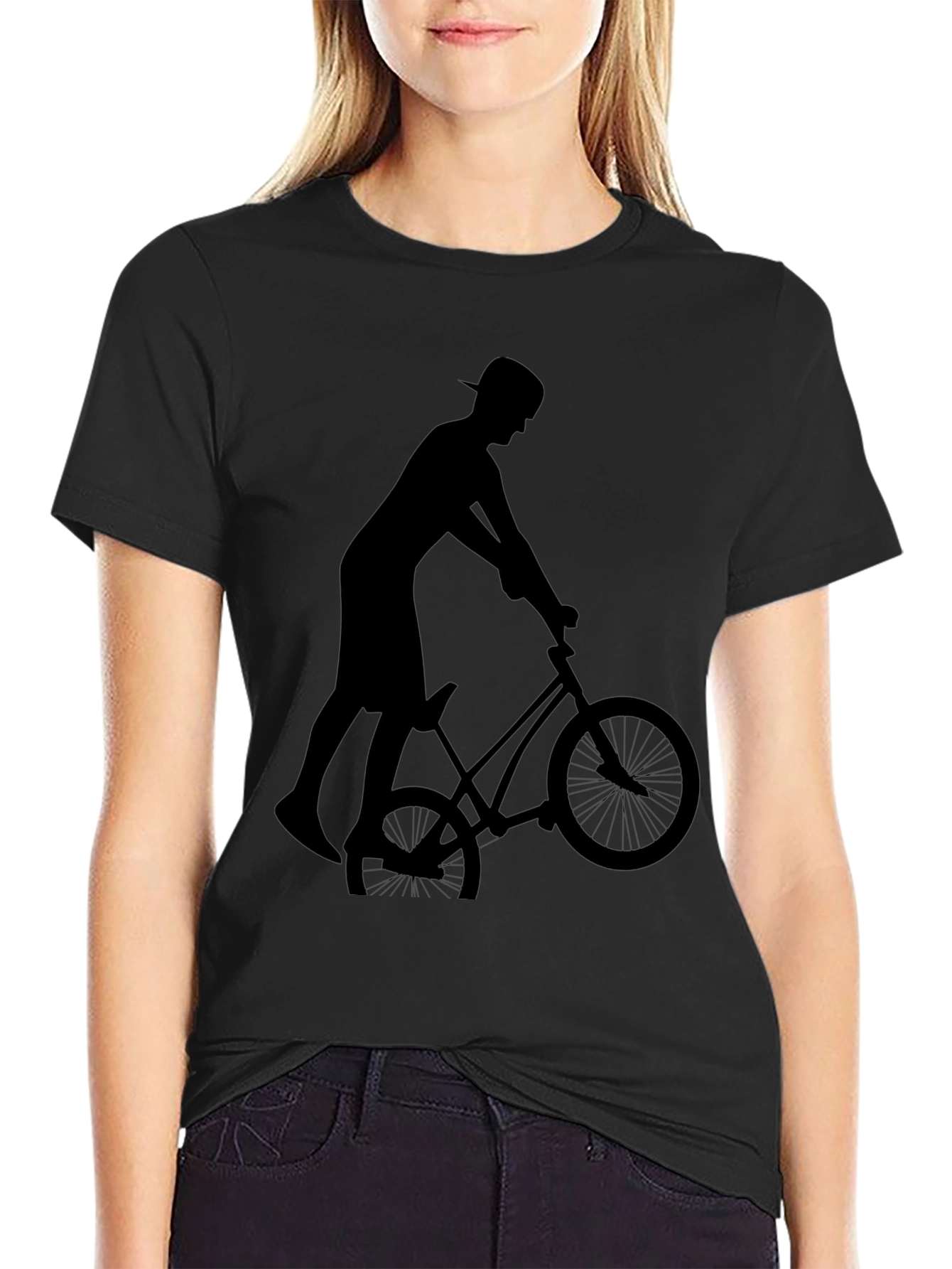 BMX Rider Graphic Tee - Cool Black Cotton Shirt