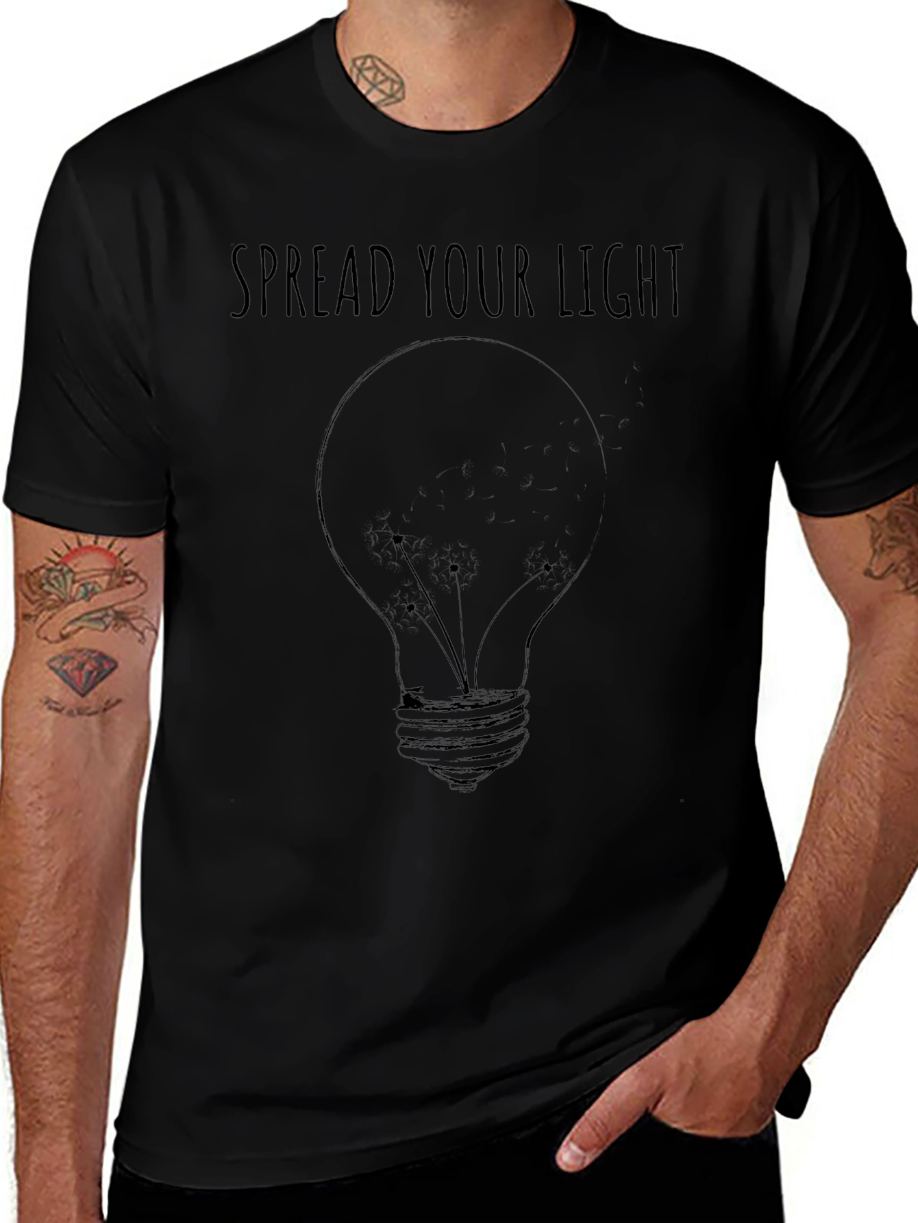 Spread Your Light Graphic Print Black T-Shirt