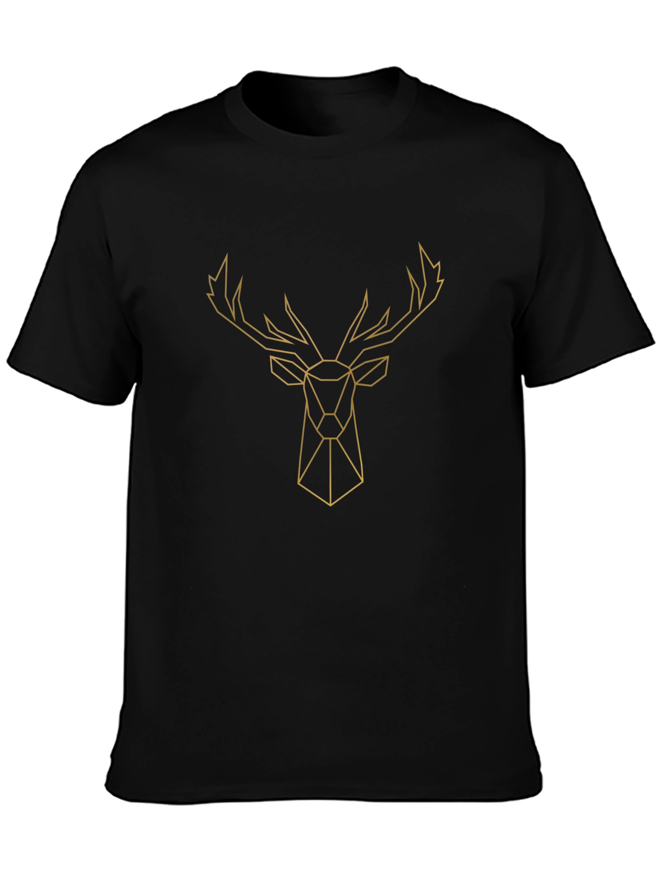 Geometric Deer Head Graphic Tee - Black