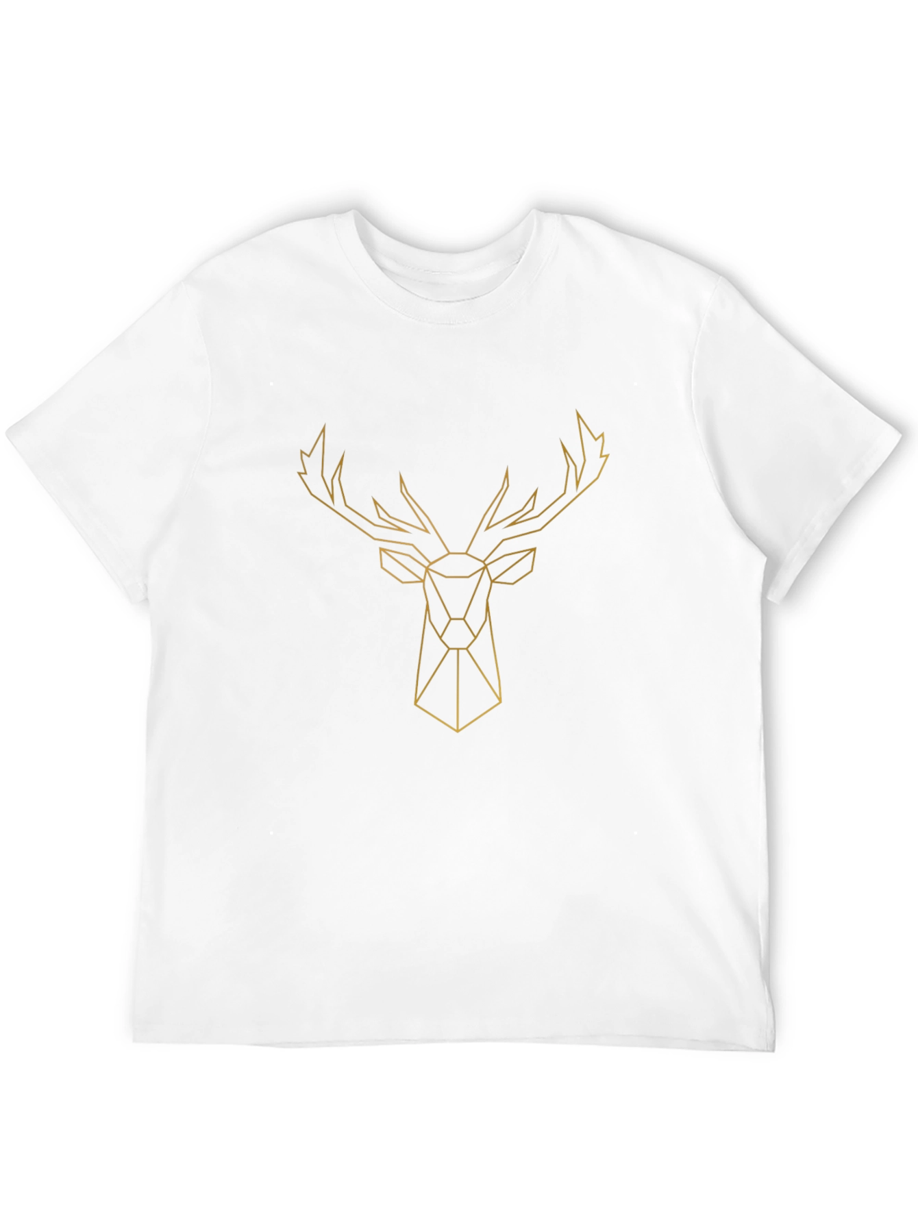 Geometric Deer Head Graphic Tee - Black