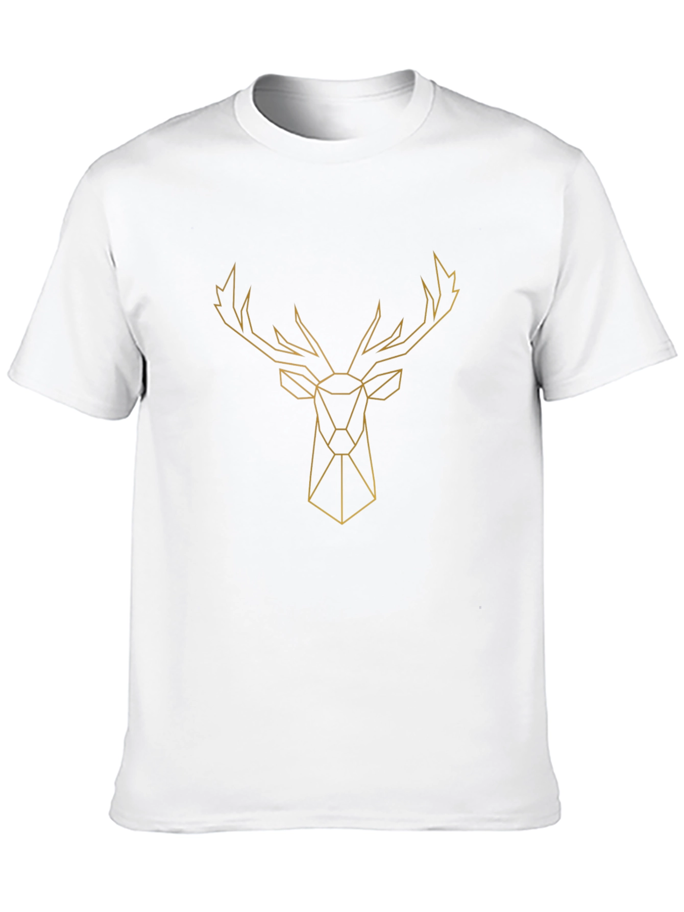 Geometric Deer Head Graphic Tee - Black