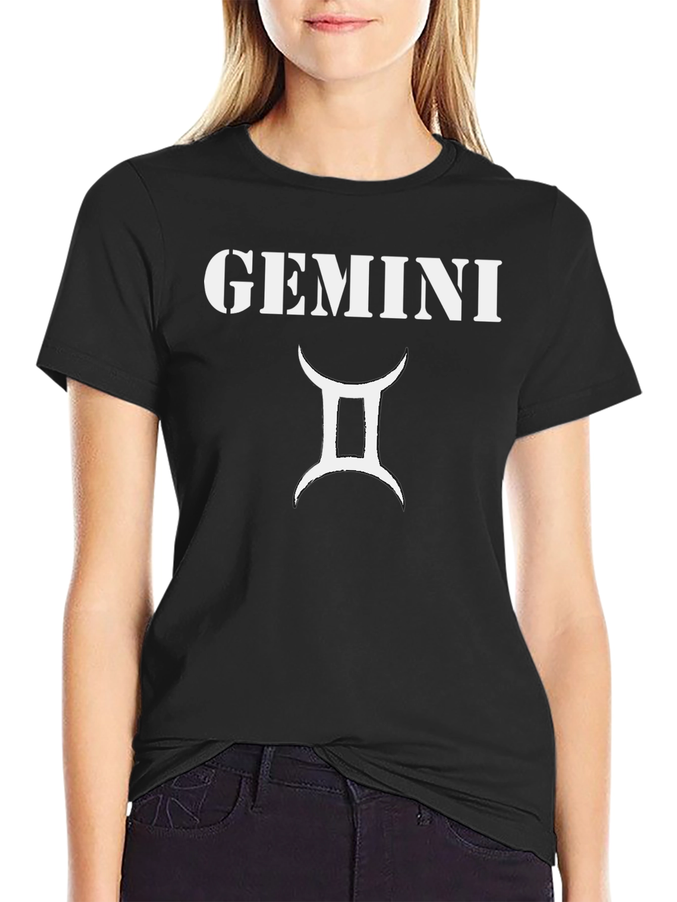 Gemini Zodiac Graphic T-Shirt - Black