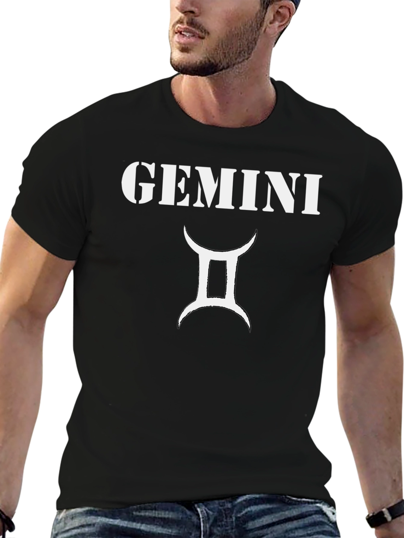 Gemini Zodiac Graphic T-Shirt - Black
