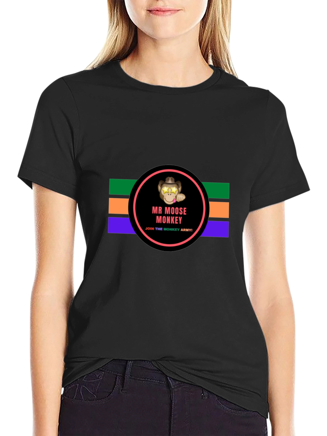 Mr. Moose Monkey Black T-Shirt