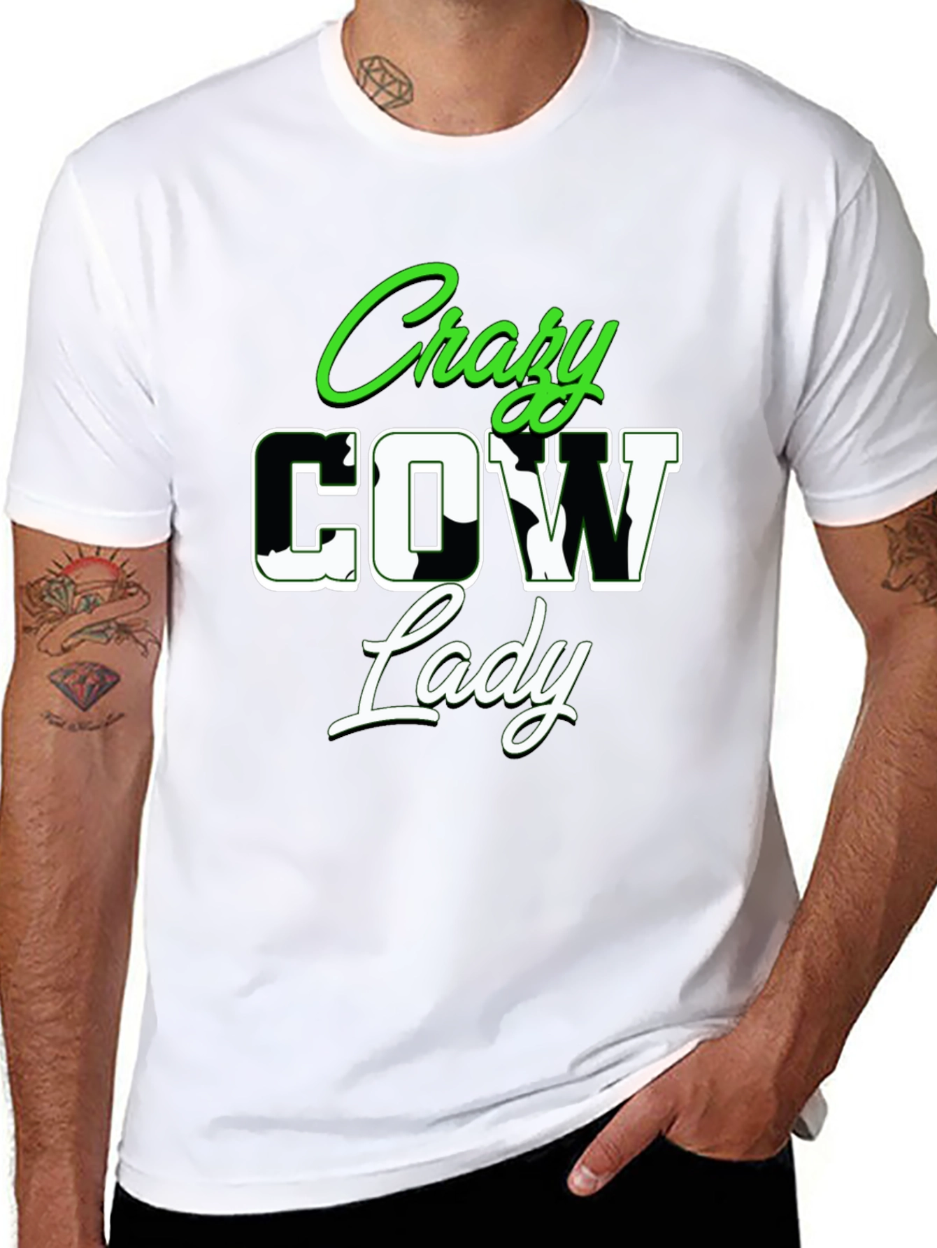 Crazy Cow Lady Graphic Tee - Novelty Shirt