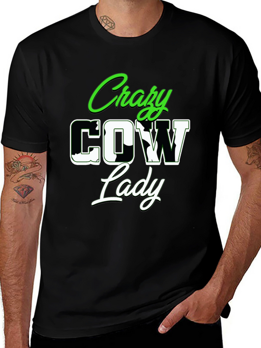 Crazy Cow Lady Graphic Tee - Novelty Shirt