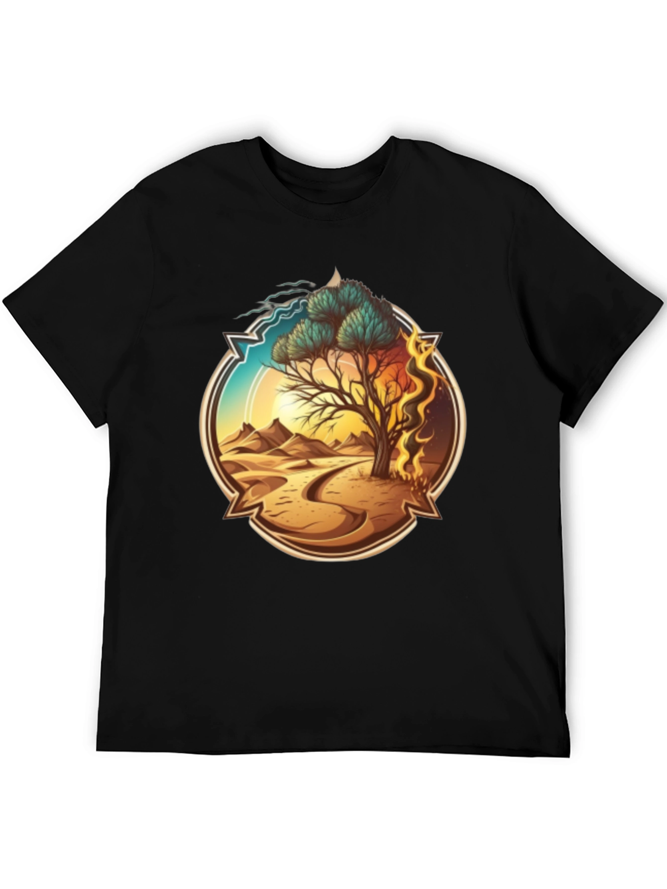 Elemental Tree Graphic T-Shirt - Fire Water Earth