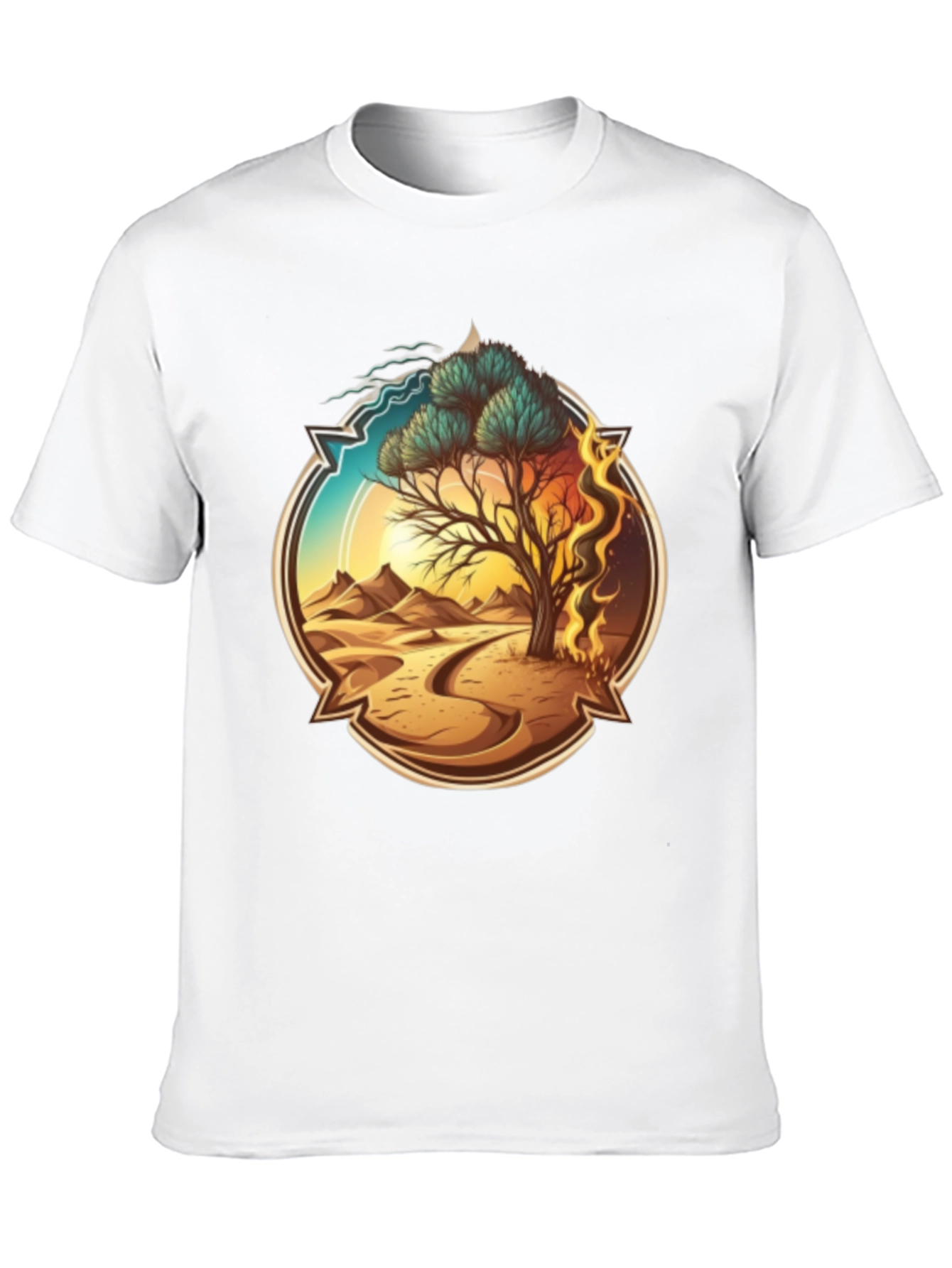 Elemental Tree Graphic T-Shirt - Fire Water Earth
