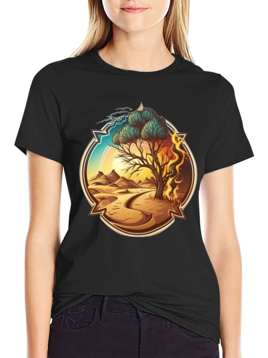 Elemental Tree Graphic T-Shirt - Fire Water Earth
