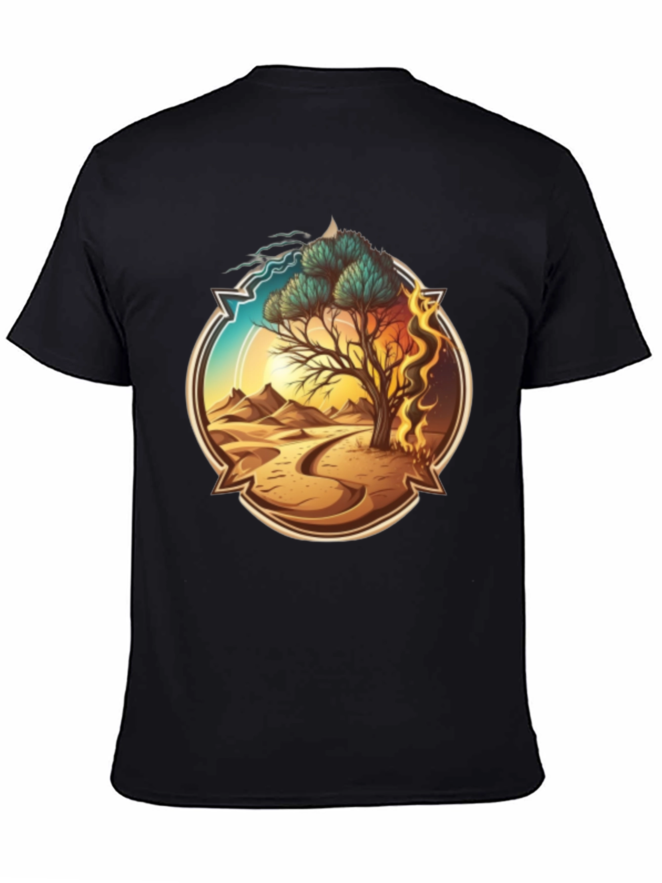 Elemental Tree Graphic T-Shirt - Fire Water Earth