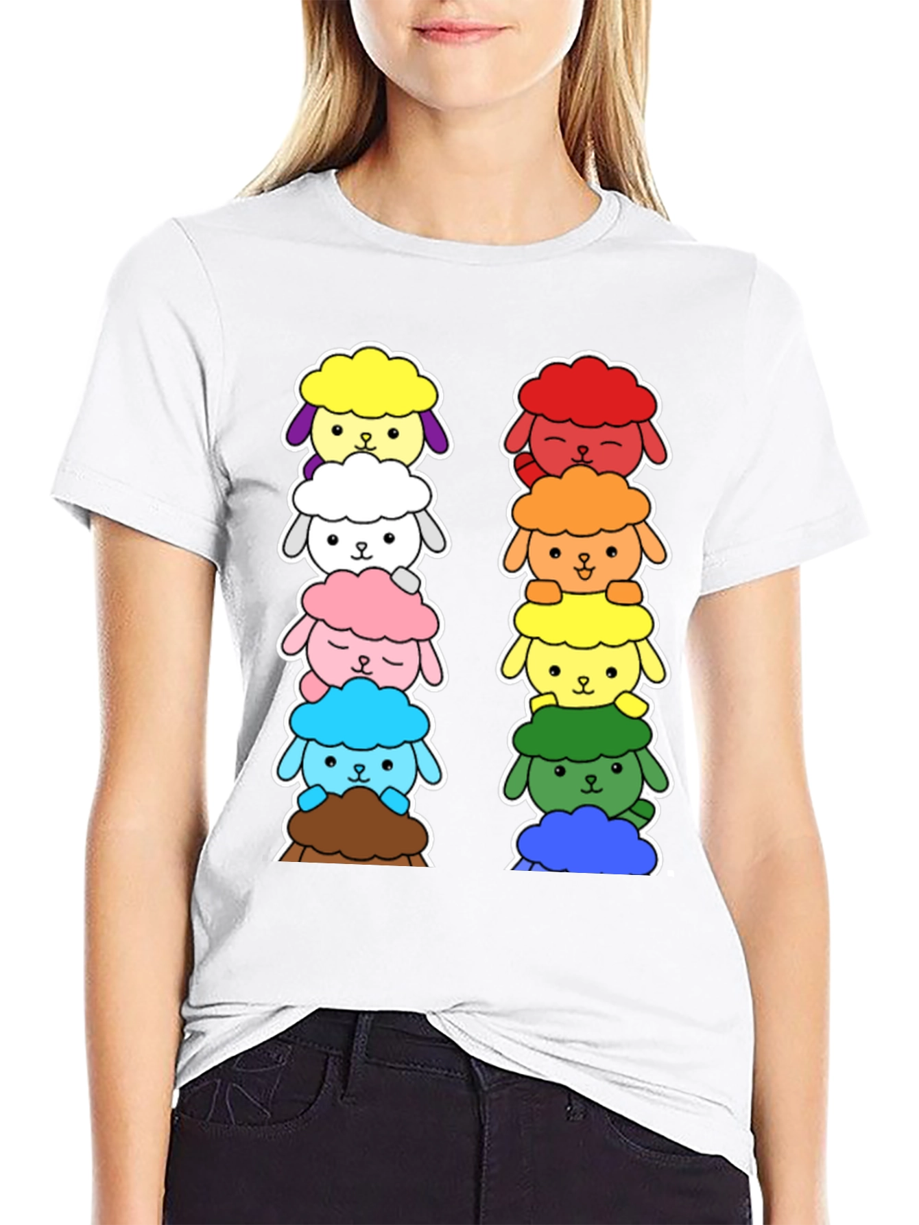 Rainbow Sheep Stack T-Shirt - Cute & Unique!