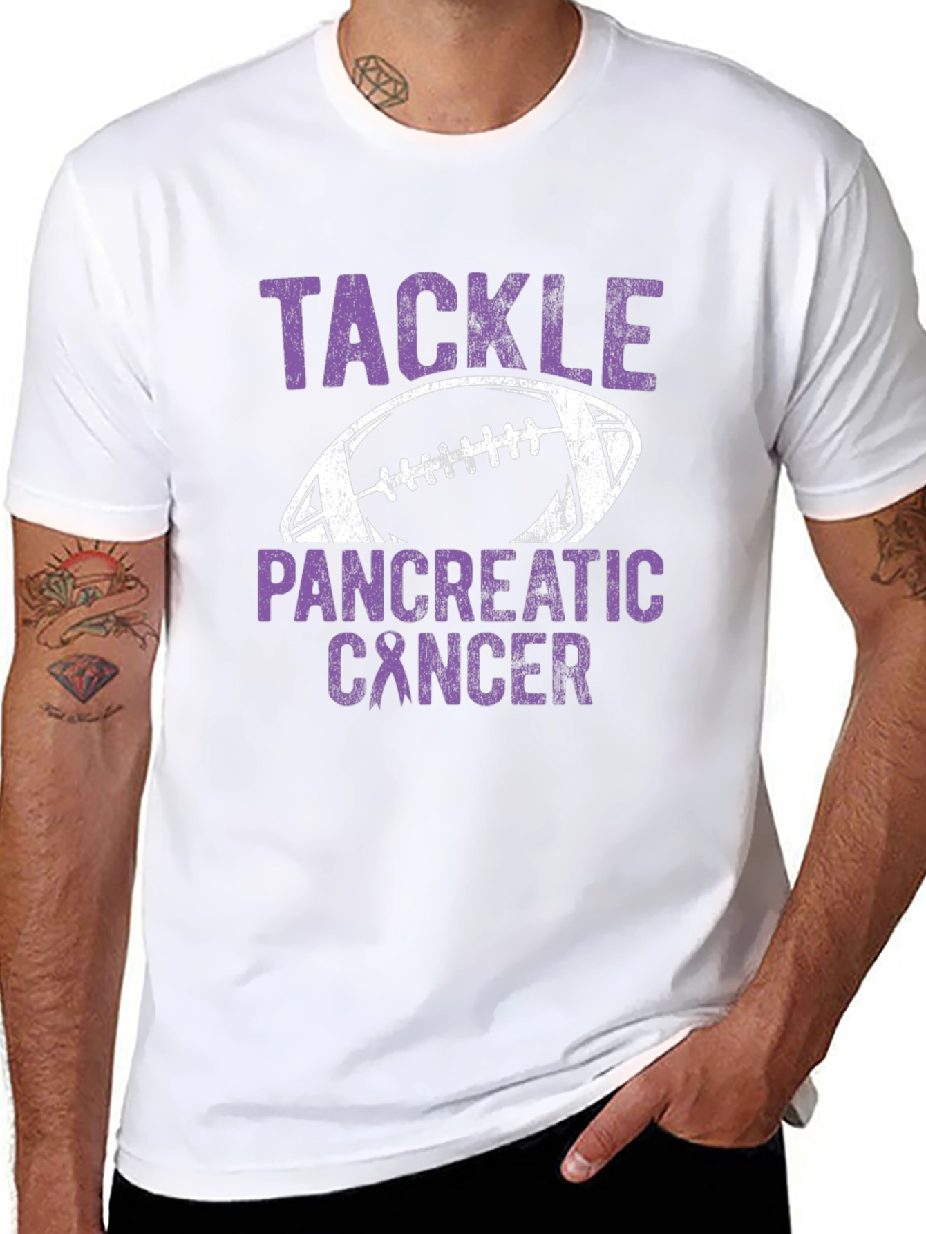 Tackle Pancreatic Cancer Football T-Shirt