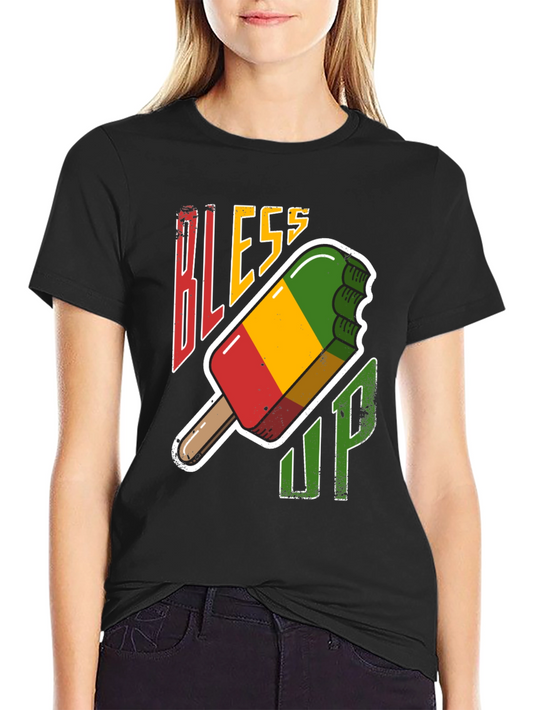 Bless Up Ice Pop Graphic T-Shirt - Rasta Colors