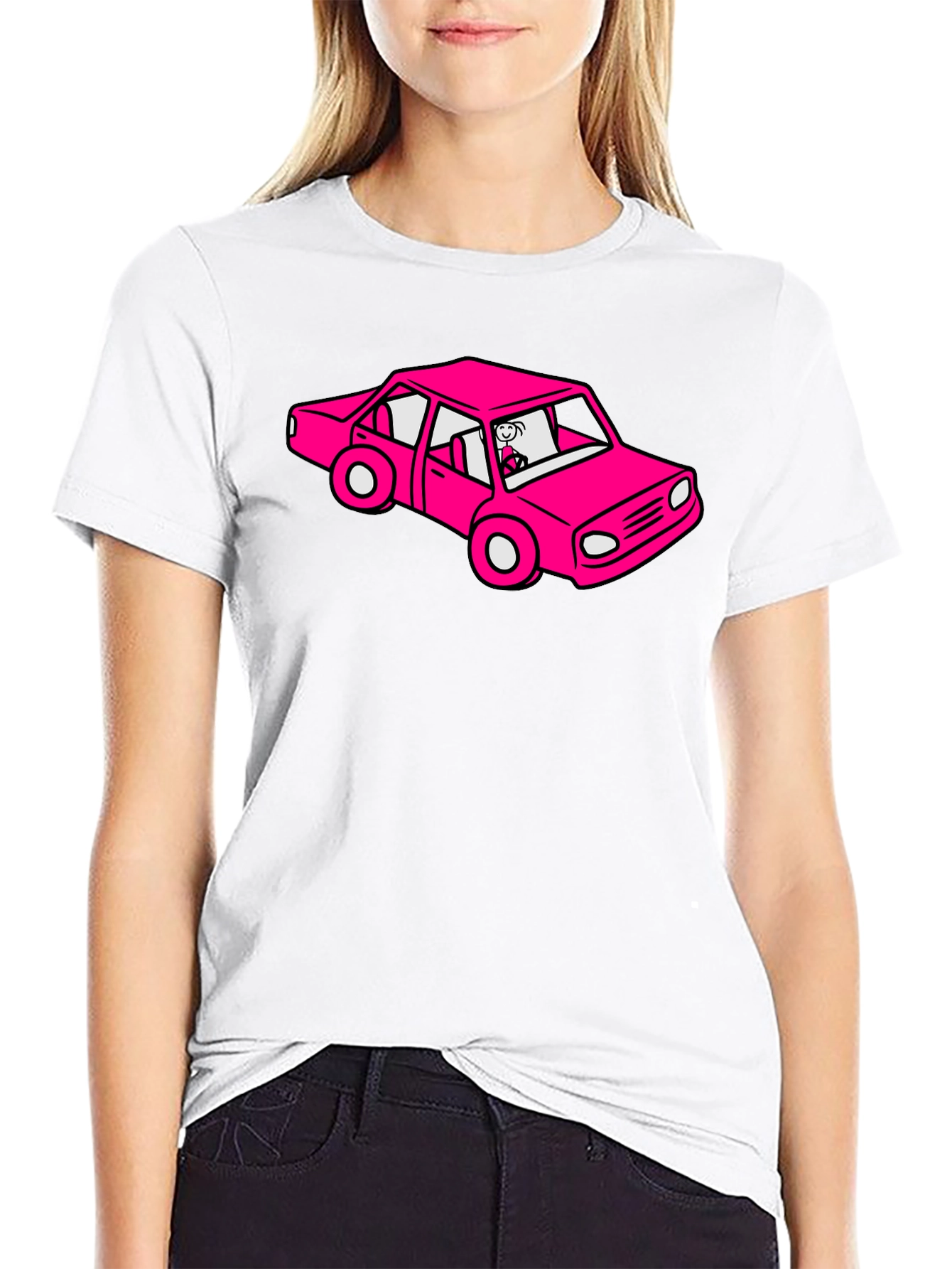 Cartoon Car Graphic Tee - Black T-Shirt