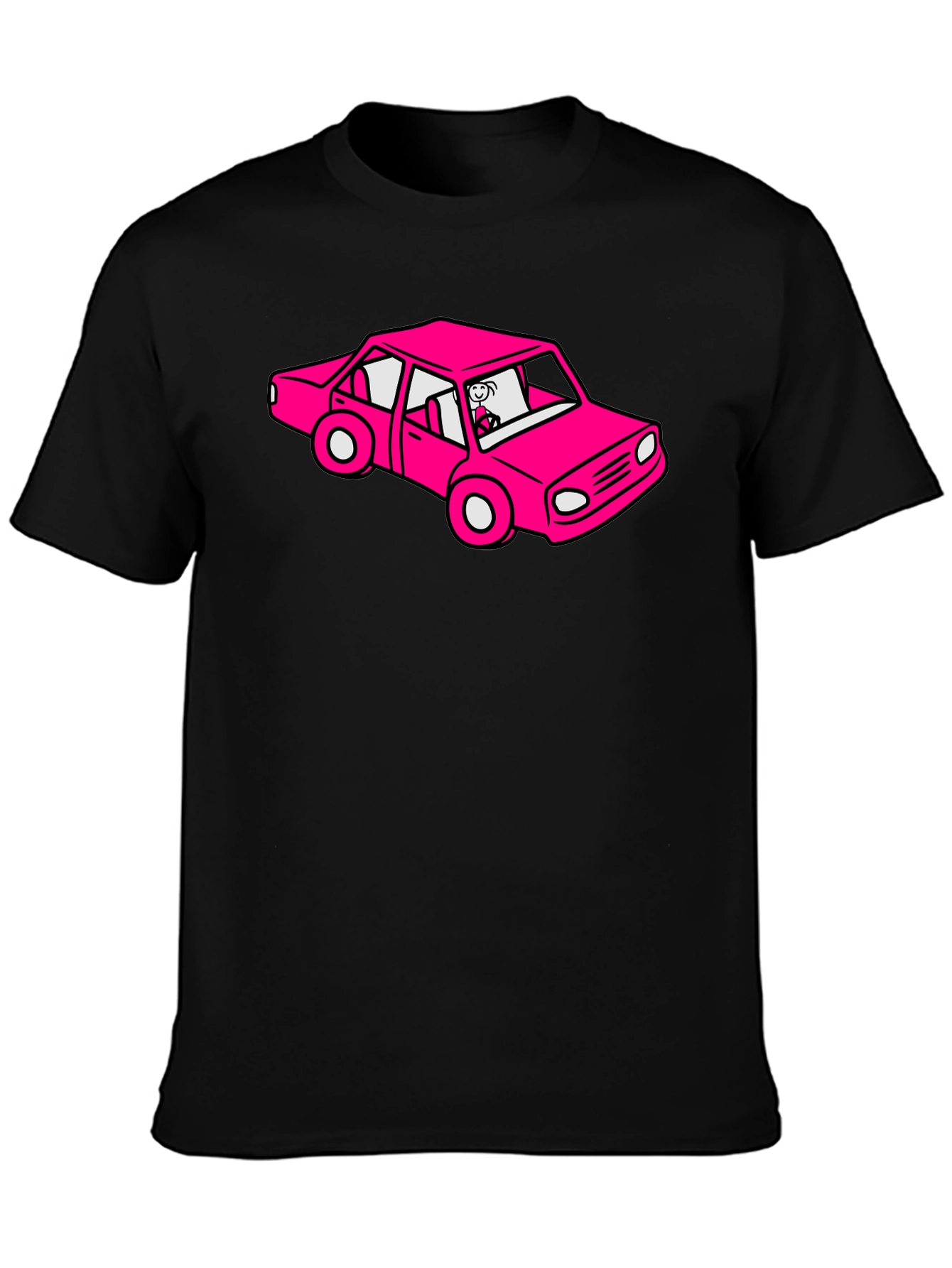 Cartoon Car Graphic Tee - Black T-Shirt