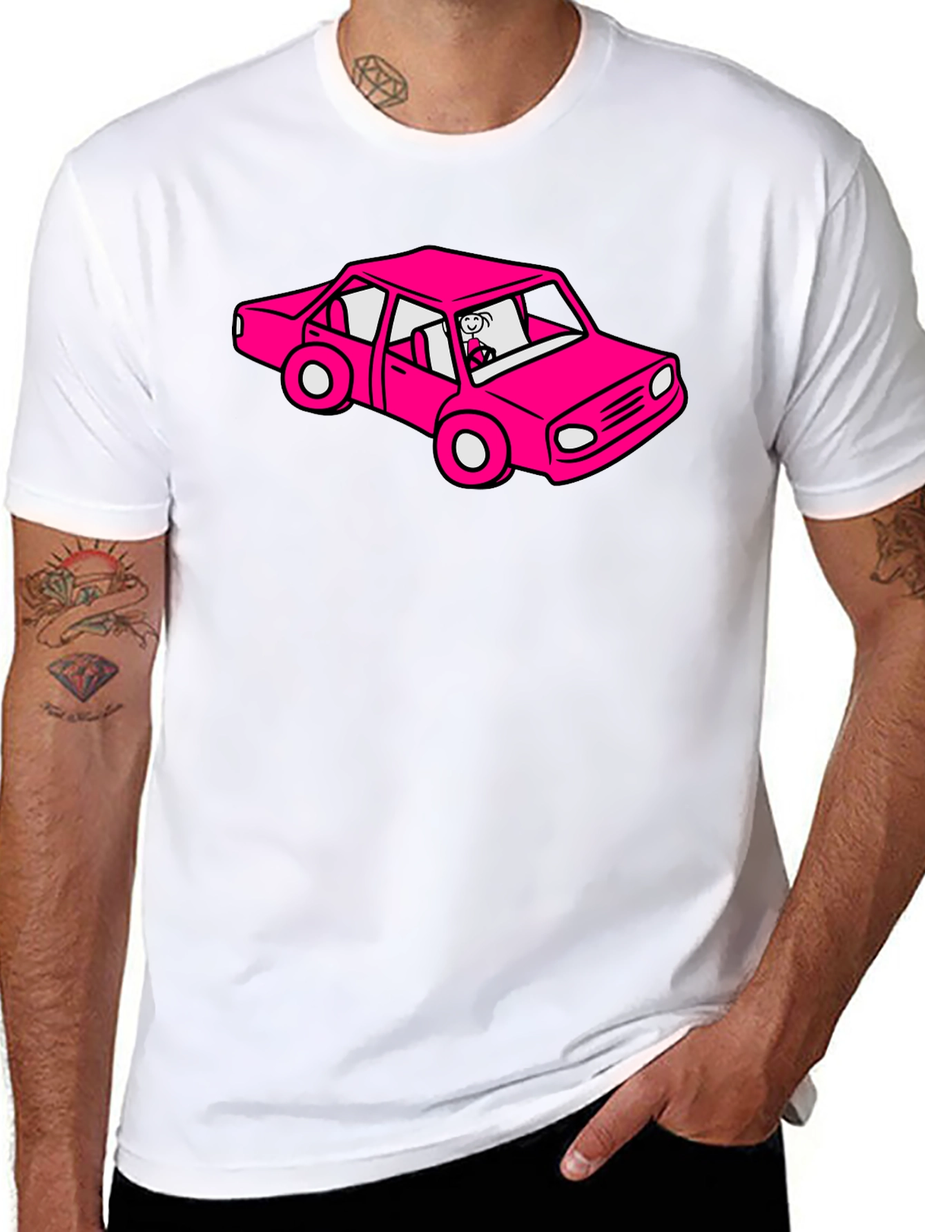 Cartoon Car Graphic Tee - Black T-Shirt