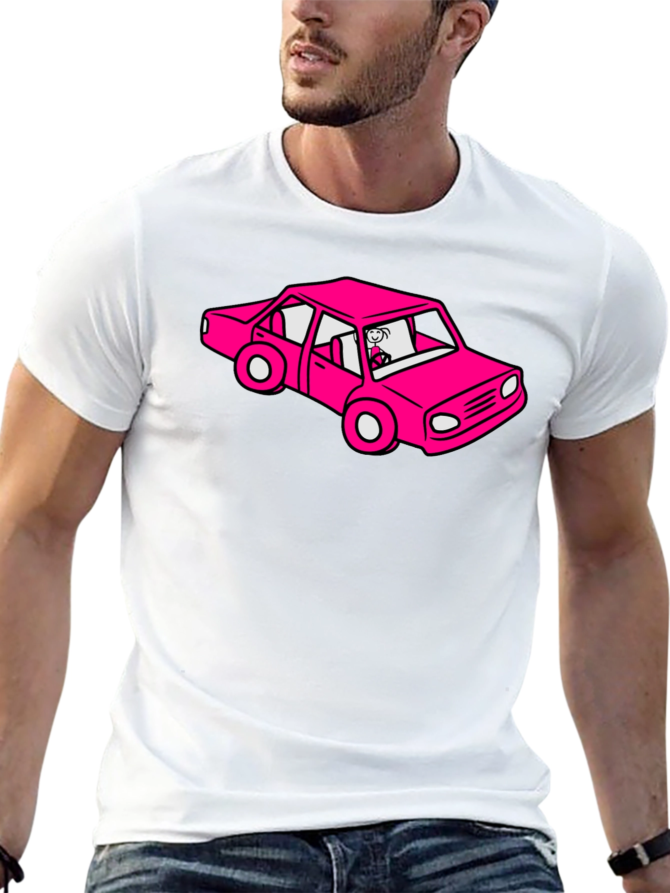 Cartoon Car Graphic Tee - Black T-Shirt