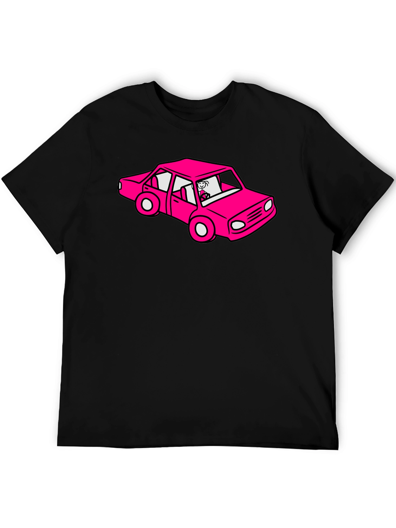 Cartoon Car Graphic Tee - Black T-Shirt
