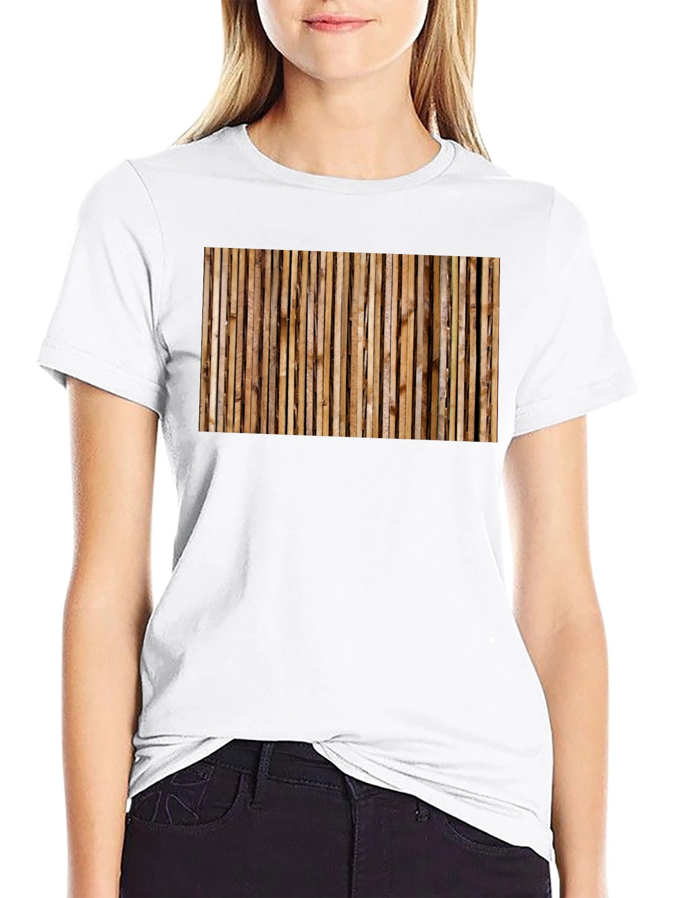 Rustic Wood Panel Print Black T-Shirt
