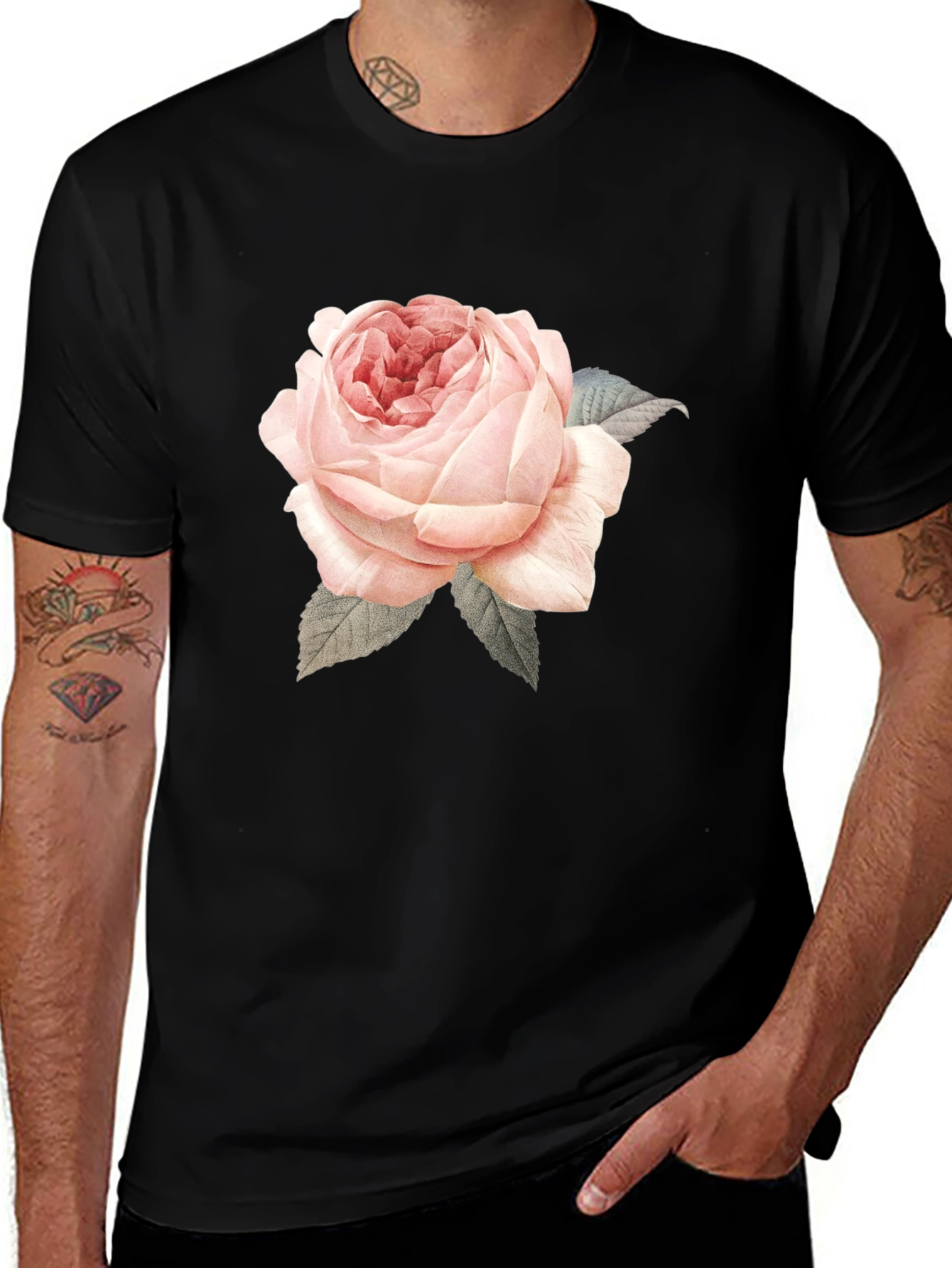 Rose Graphic Print T-Shirt - Black