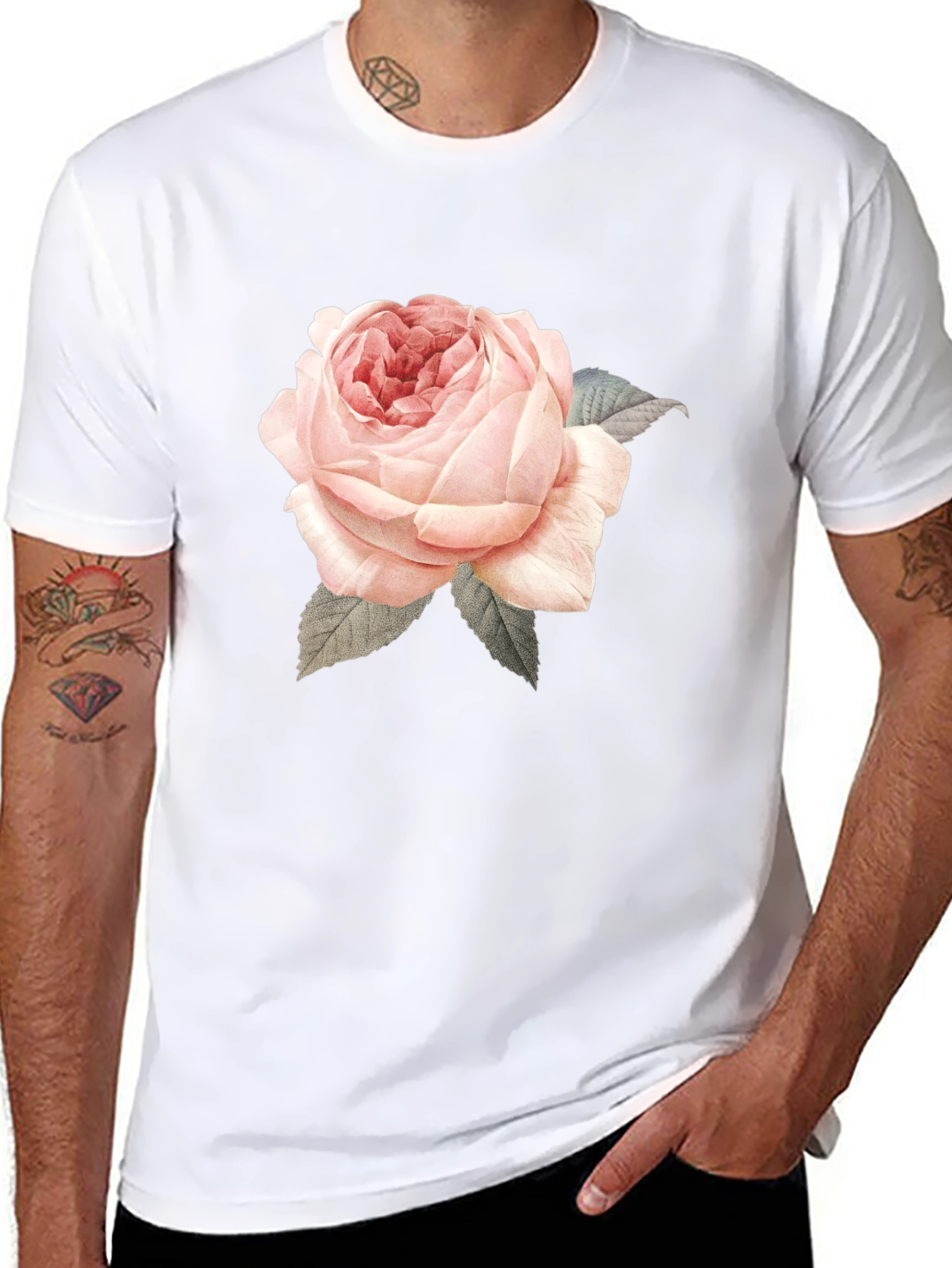 Rose Graphic Print T-Shirt - Black