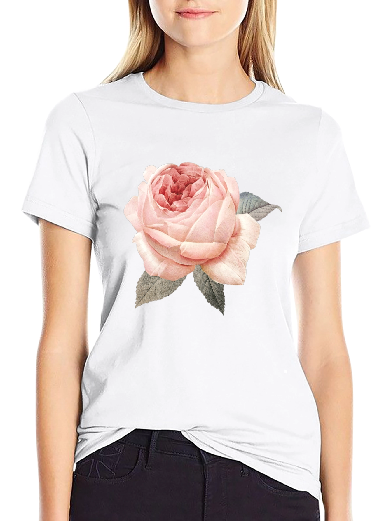 Rose Graphic Print T-Shirt - Black