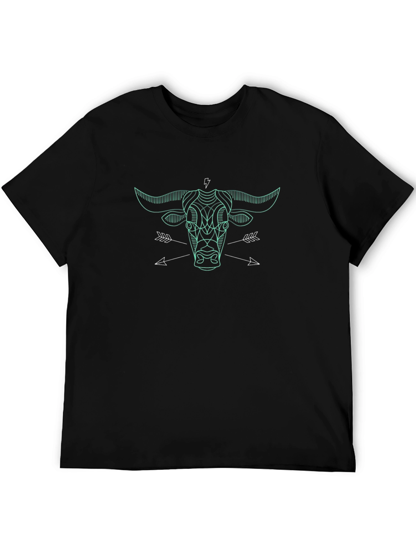 Geometric Bull Graphic Tee - Mens Black T-Shirt