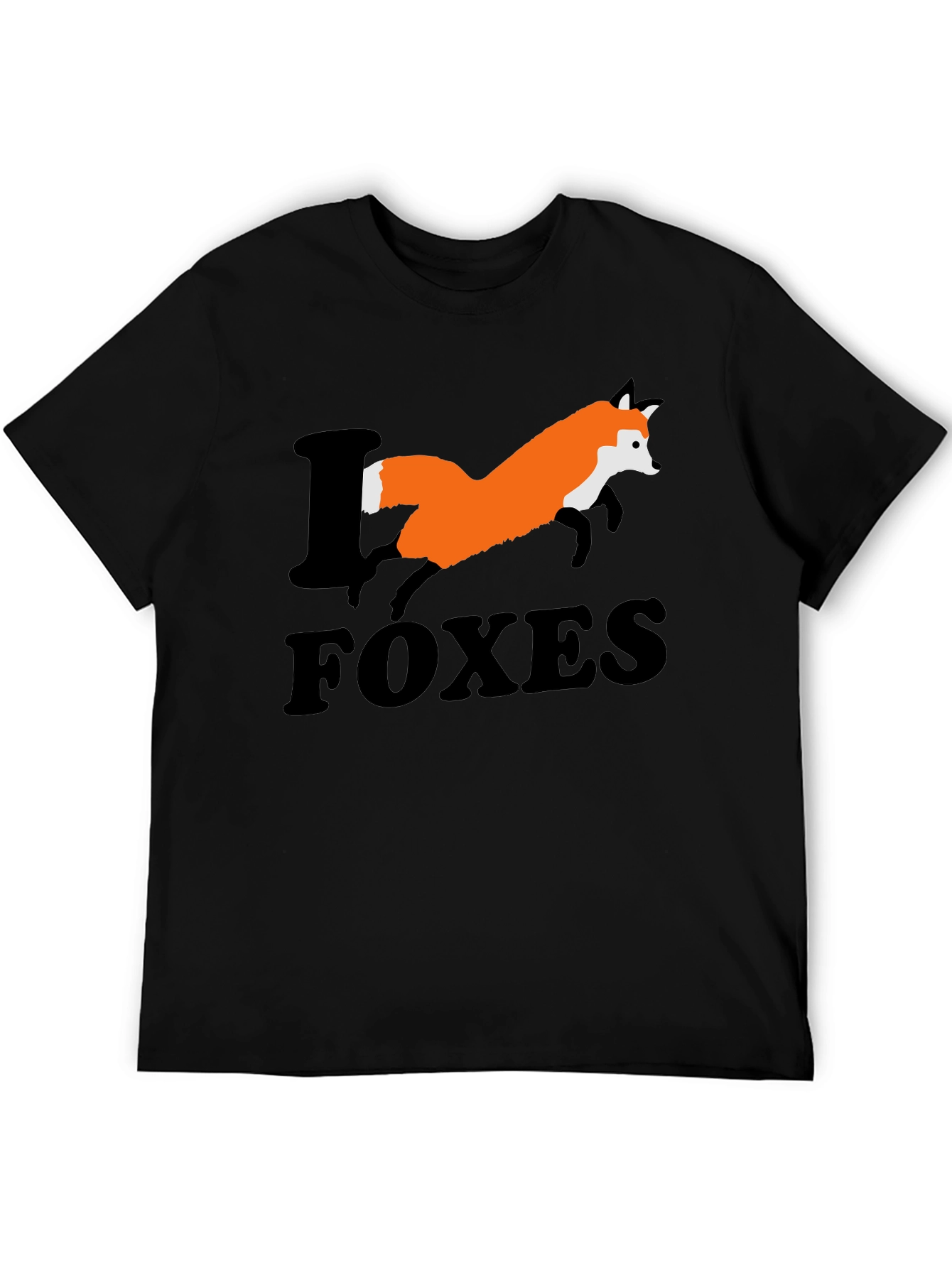 I Love Foxes Graphic T-Shirt - Mens Black Tee