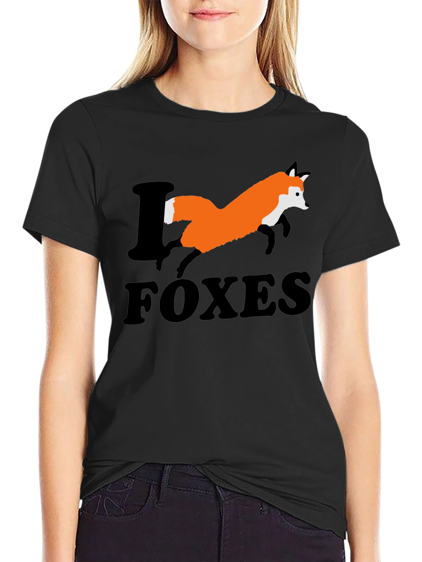 I Love Foxes Graphic T-Shirt - Mens Black Tee